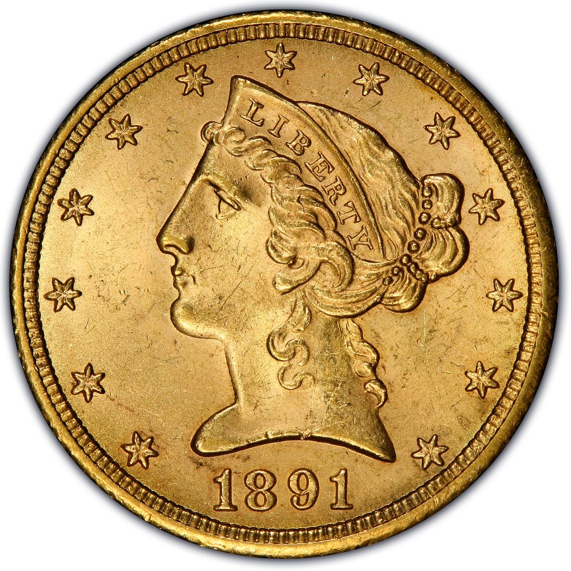 1891-CC $5 Liberty Gold PCGS