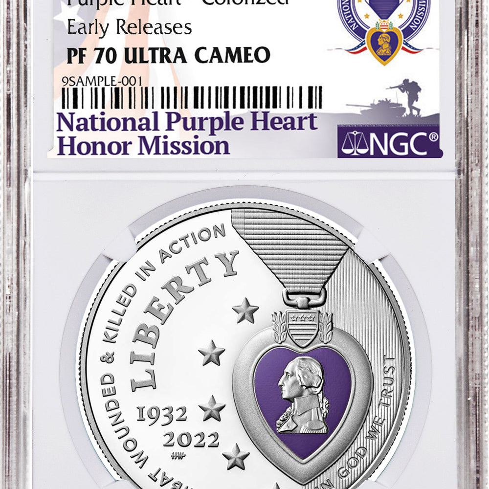 2022-W 1 oz Purple Heart Silver - Colorized NGC