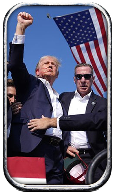 1 oz Trump Fight Colorized Silver Flag Bar