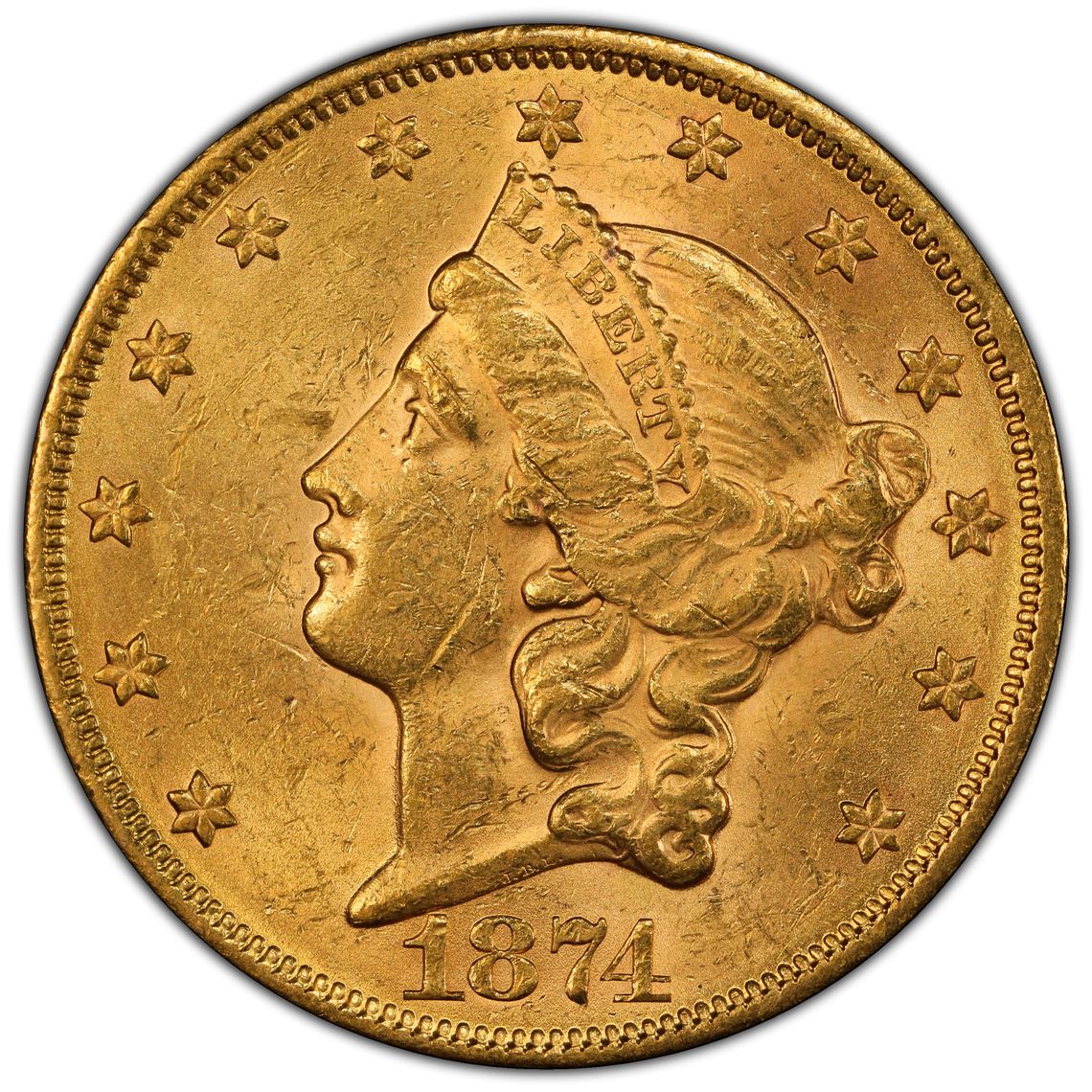 1874 $20 Liberty Gold MS PCGS
