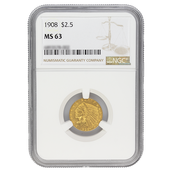 1908 $2.50 Indian Gold MS NGC