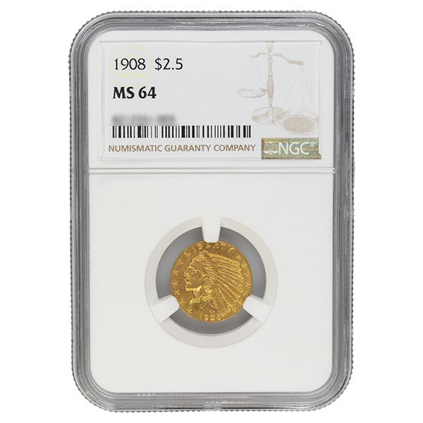 1908 $2.50 Indian Gold MS NGC