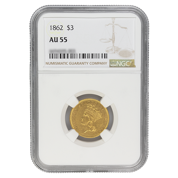 
                  
                    1862 $3 Indian Gold AU NGC
                  
                