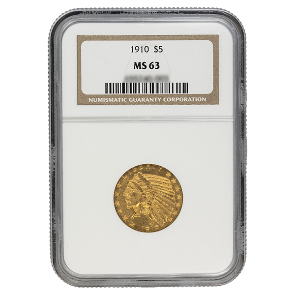 
                  
                    1910 $5 Indian Gold MS NGC
                  
                