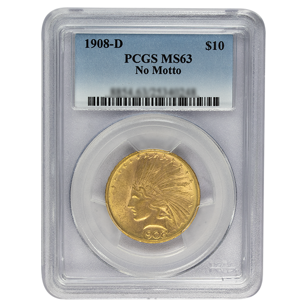 
                  
                    1908-D NO MOTTO $10 Indian Gold MS PCGS
                  
                