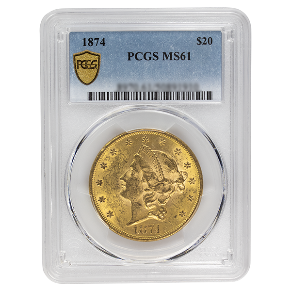 1874 $20 Liberty Gold MS PCGS